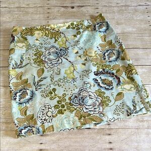 Talbots Floral Pencil Skirt in Light Blue and Olive